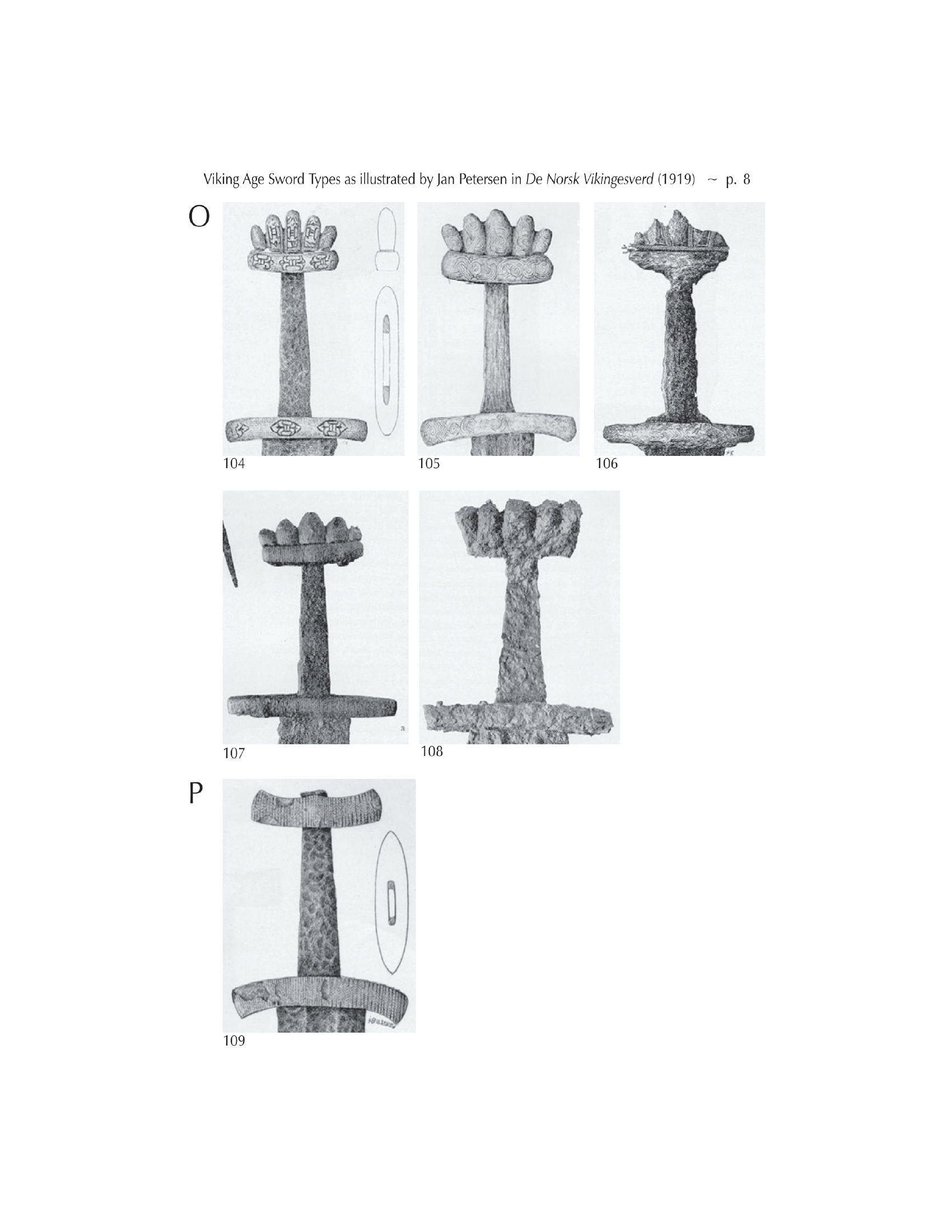 Viking sword types O and P showing later Viking Age sword forms